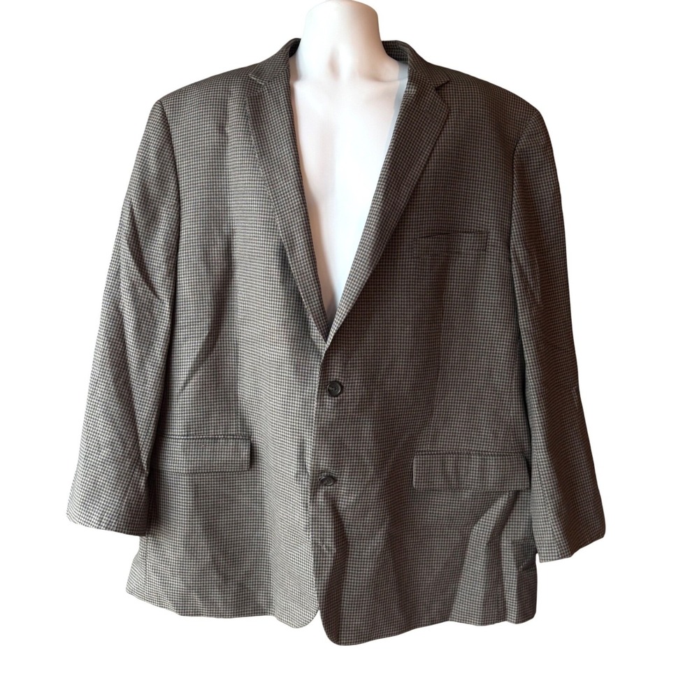 Joseph & Feiss Gold Classic Fit Blazer Men's Sz 54L Wool Gray Check Sport Coat